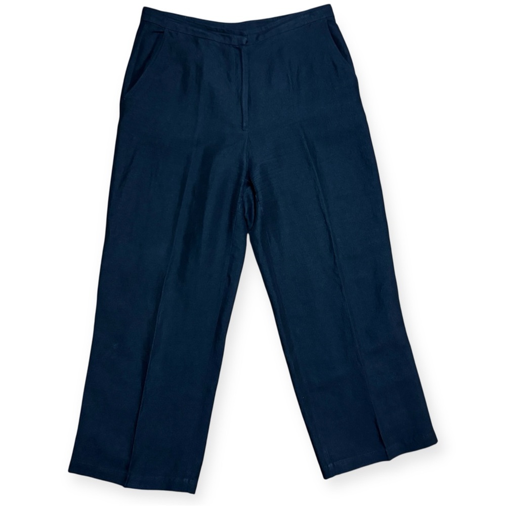 Eileen Fisher Wm’s Linen Rayon Wide Leg Pants In Black Sz Small